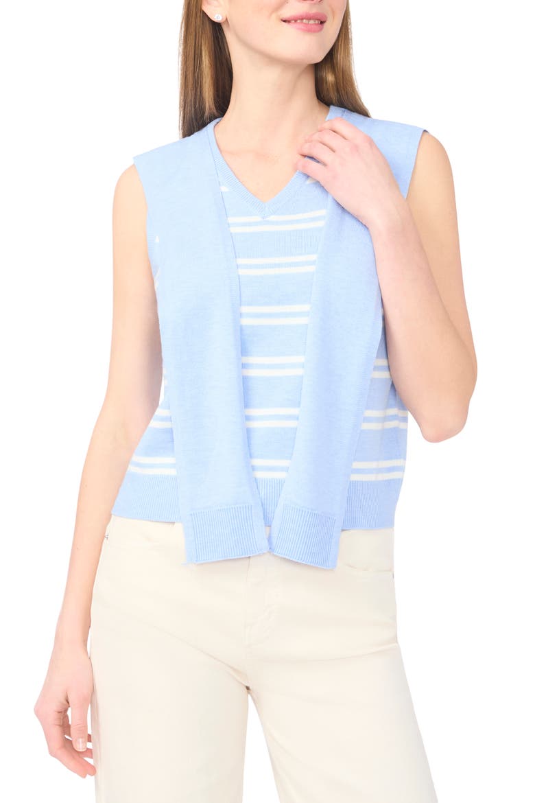Tie Shoulder Sleeveless Stripe Sweater, Alternate, color, SWEET BLUE