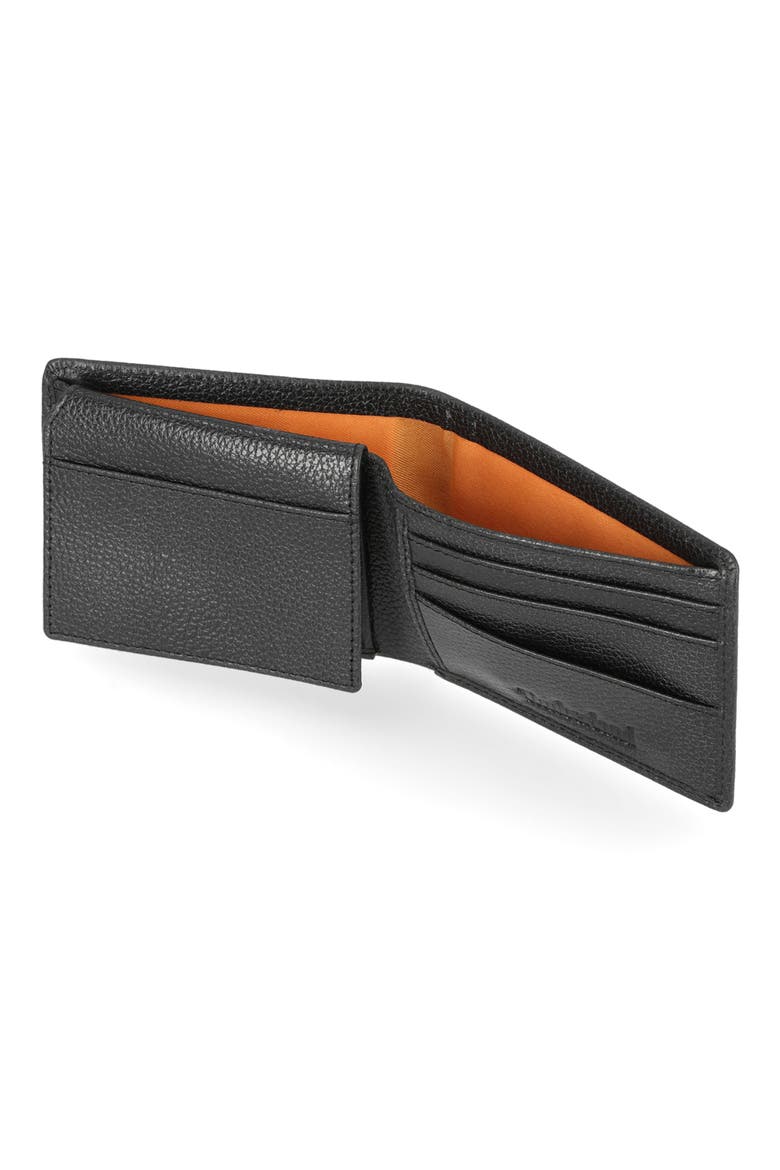 Metal Logo Leather Bifold Passcase Wallet, Alternate, color, BLACK