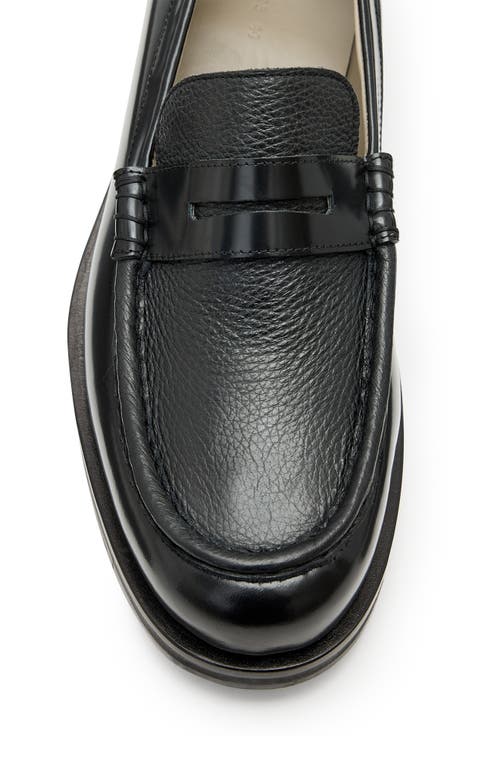 Allsaints Mens Black Bloom Leather Penny Loafers