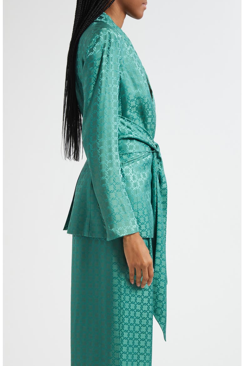 Issel Chain Print Tie Waist Jacket, Alternate, color, CLOVER