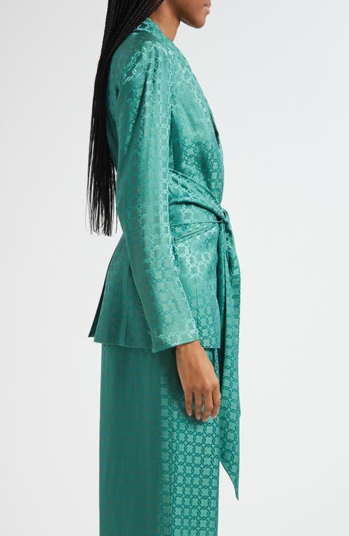 Veronica Beard Issel Chain Print Tie Waist Jacket In Green