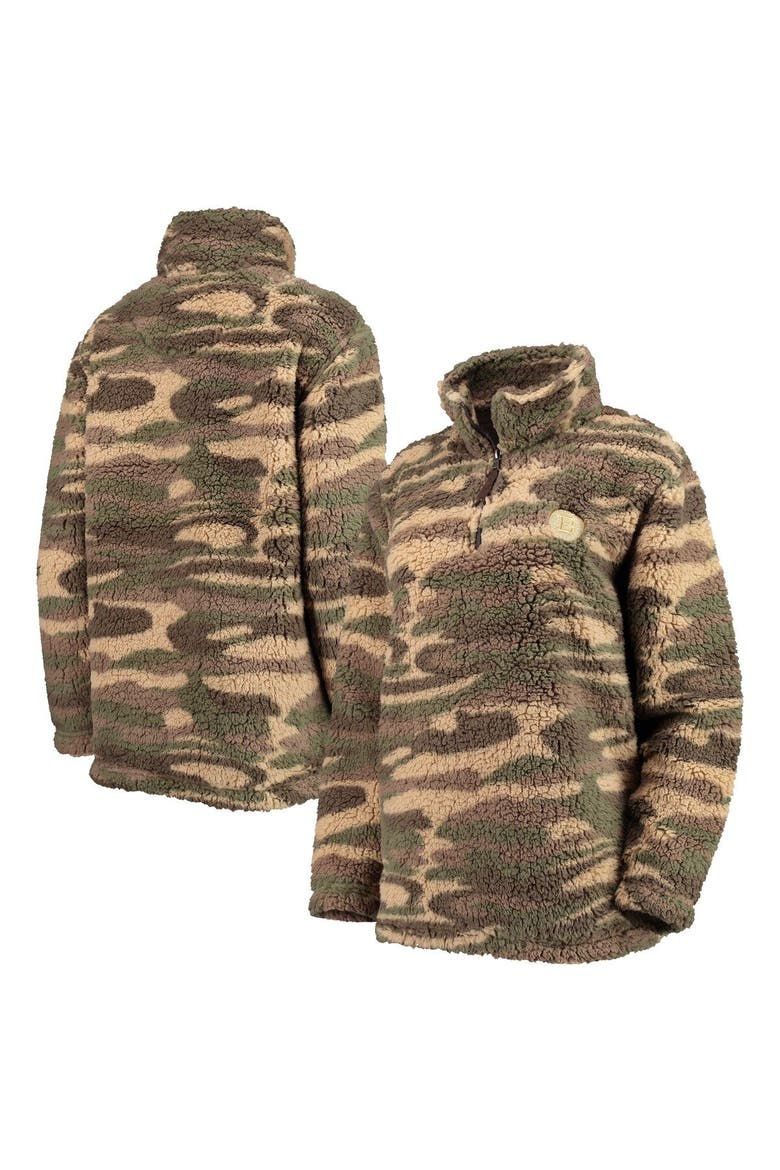 Women's G-III Sports by Carl Banks Camo Boston Bruins Sherpa Quarter-Zip Jacket, Main, color, Camo