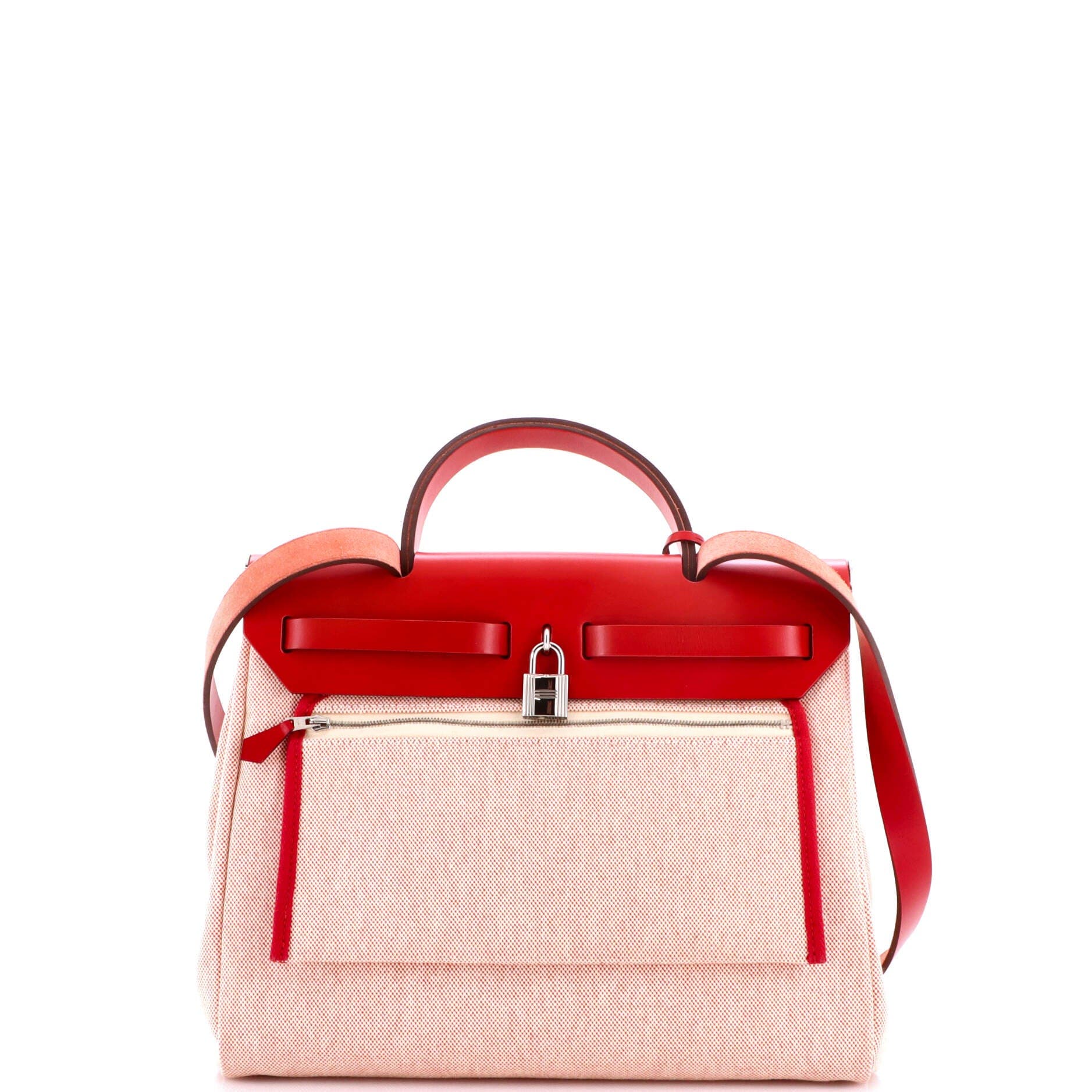 Pre-Owned Hermes Herbag Zip Pegase Pop Toile and Leather 31, Alternate, color, Rouge Piment