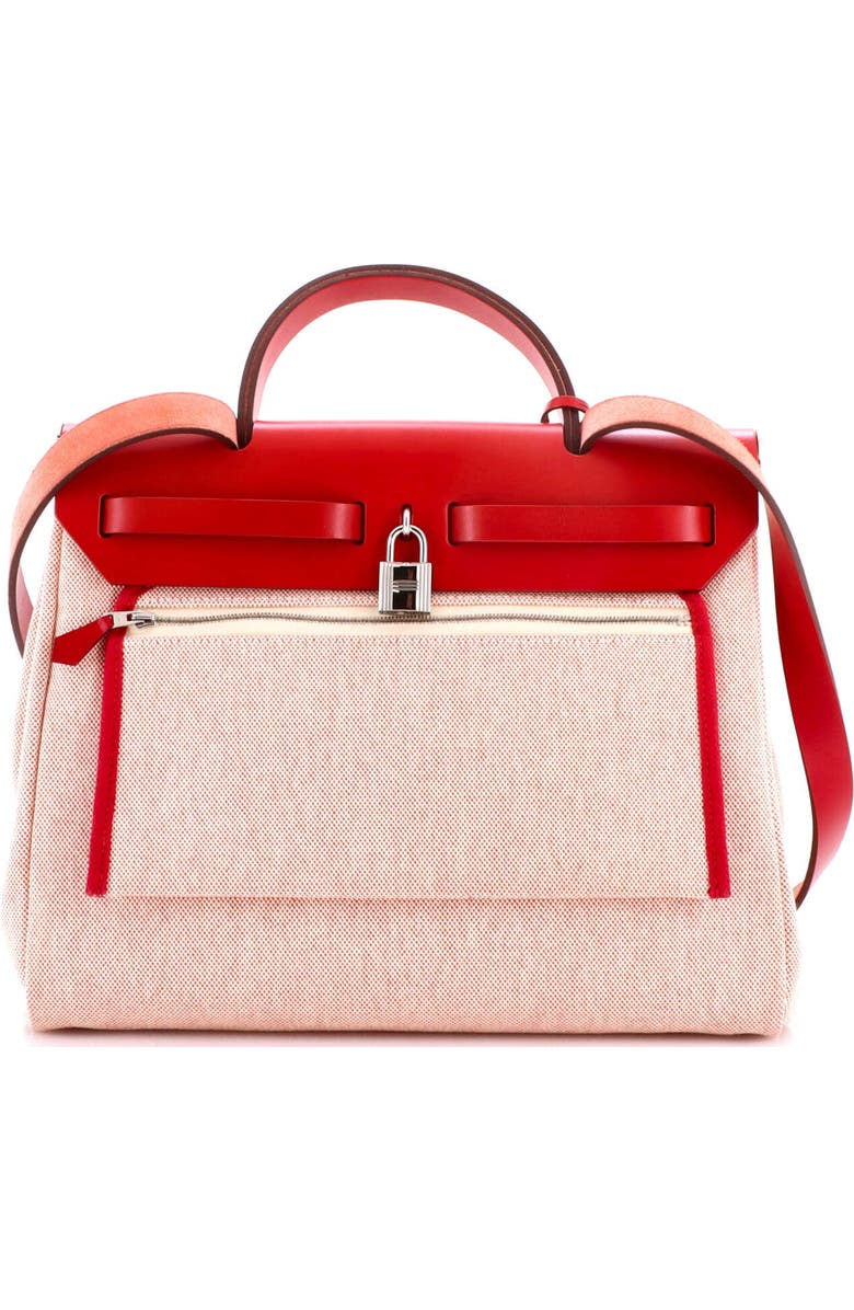 Pre-Owned Hermes Herbag Zip Pegase Pop Toile and Leather 31, Alternate, color, Rouge Piment