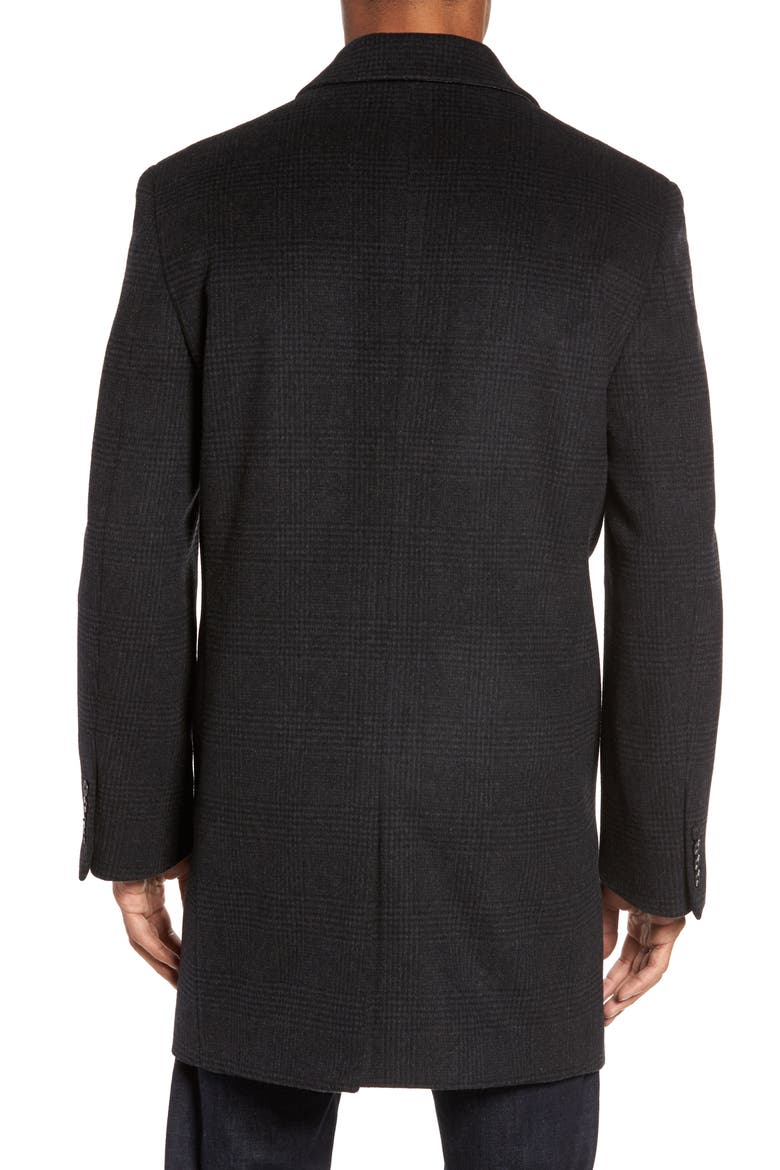 Turner Plaid Wool Blend Topcoat, Alternate, color, DARK CHARCOAL