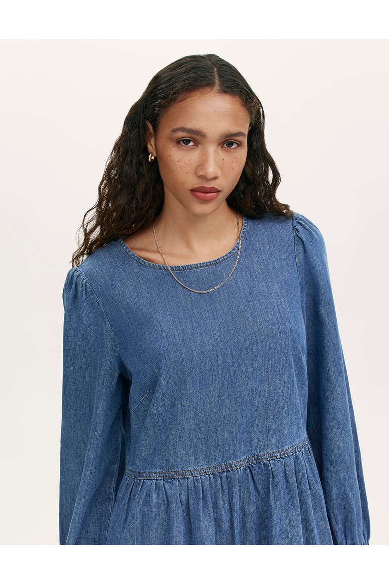 Nancy Denim Short Tiered Dress, Alternate, color, Light Blue