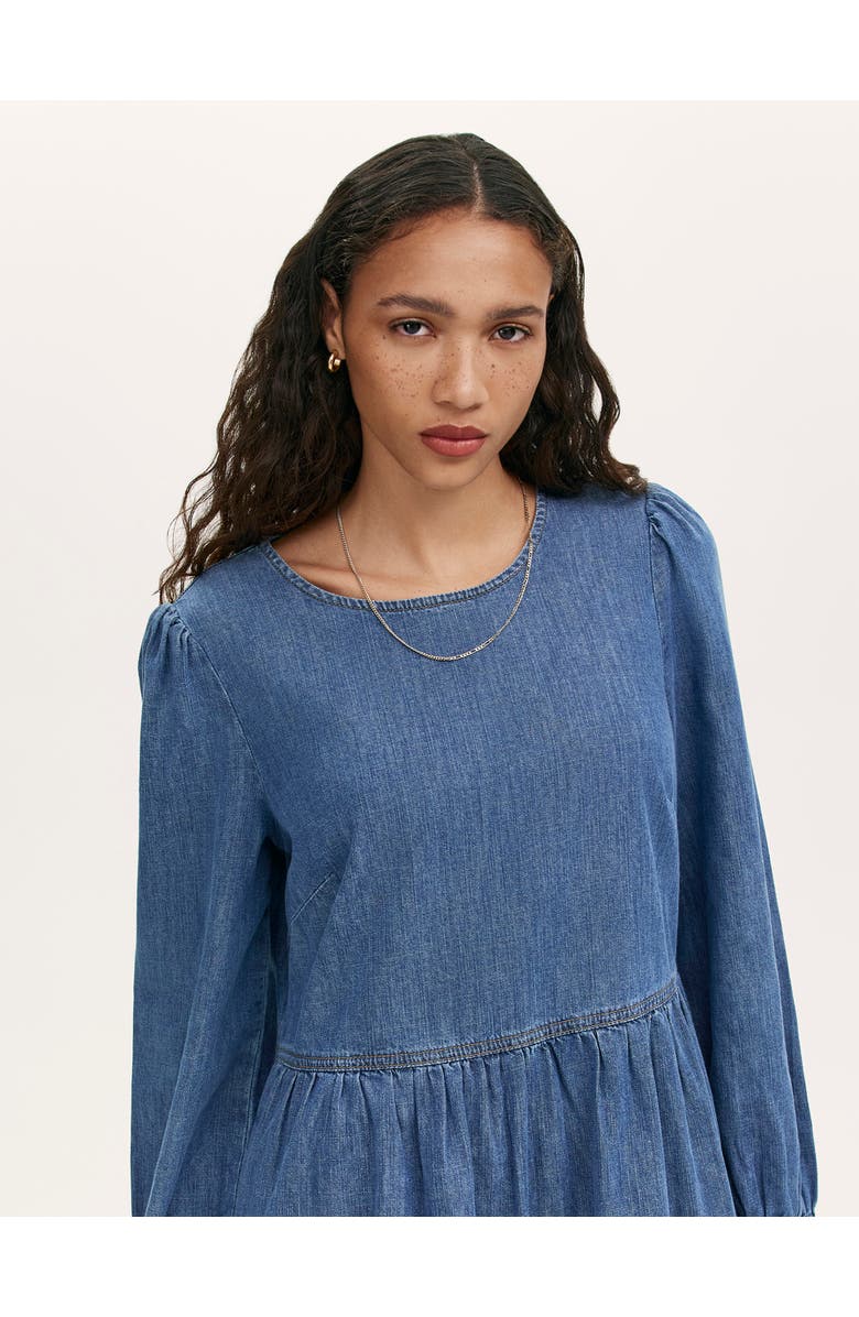 Finery London Nancy Denim Short Tiered Dress, Alternate, color, Light Blue