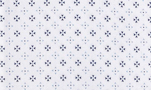 David Donahue Trim Fit Neat Print Dress Shirt In White