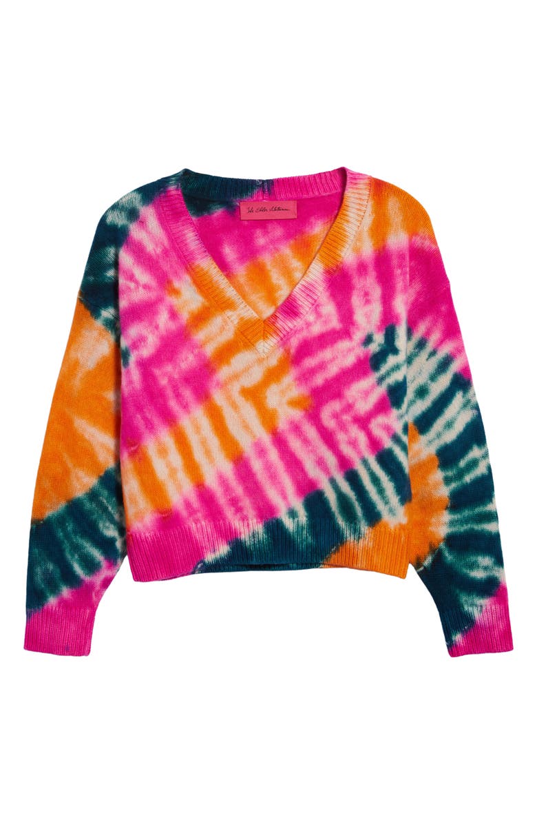 The Elder Statesman Zig Zag Tie Dye Cashmere Sweater, Alternate, color, 
