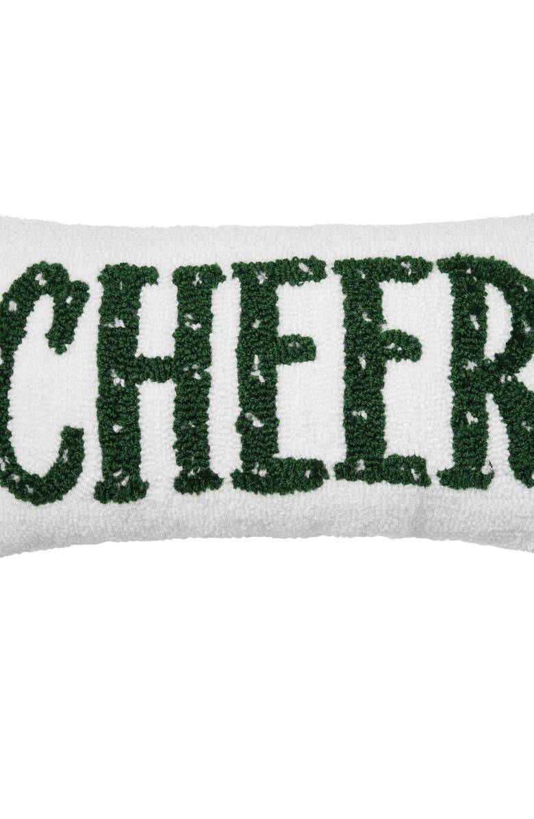 C&F Home Jingle/Cheer Reversible Hooked Small Christmas Accent Pillow, 10" x 20", Alternate, color, White