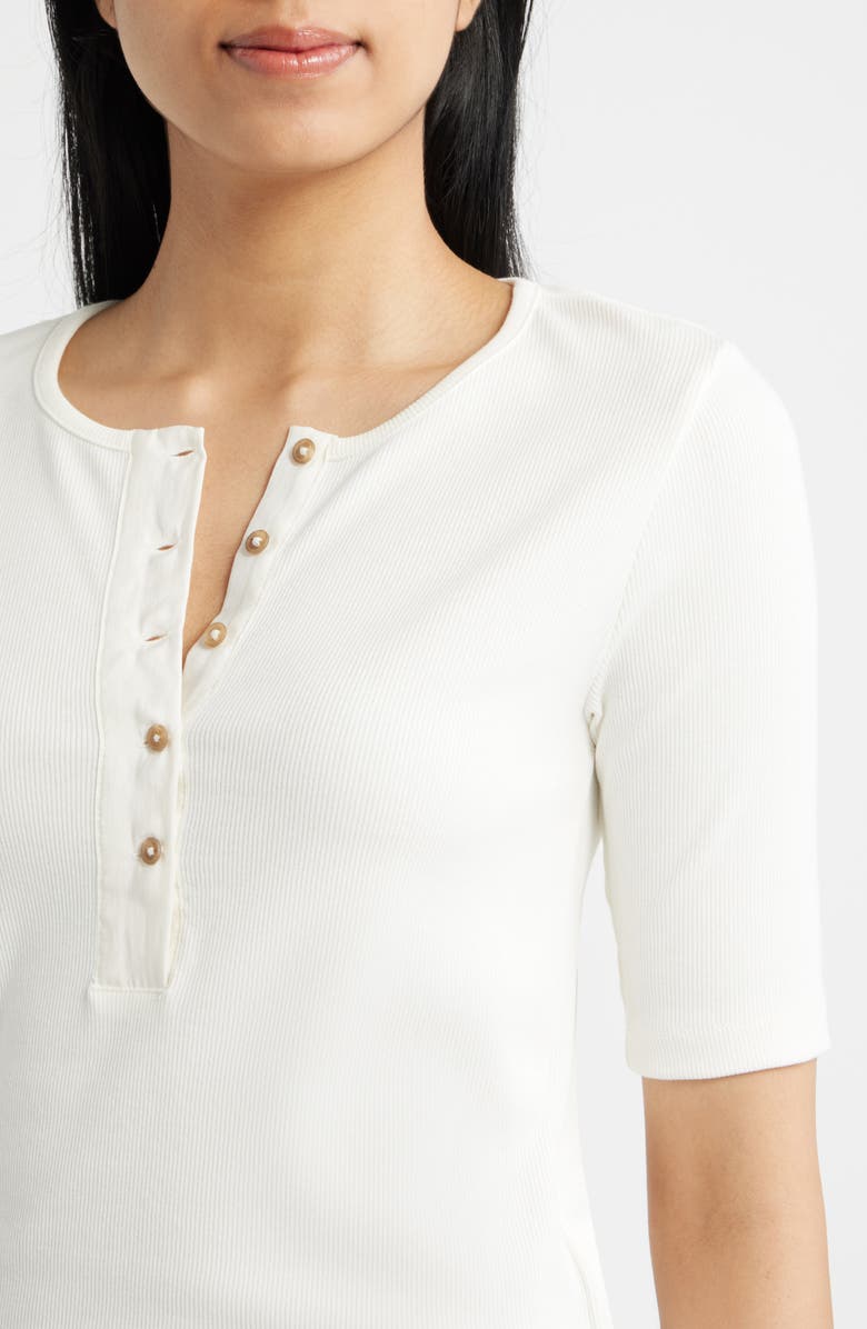 Mavi Jeans Henley Tee, Alternate, color, Snow White