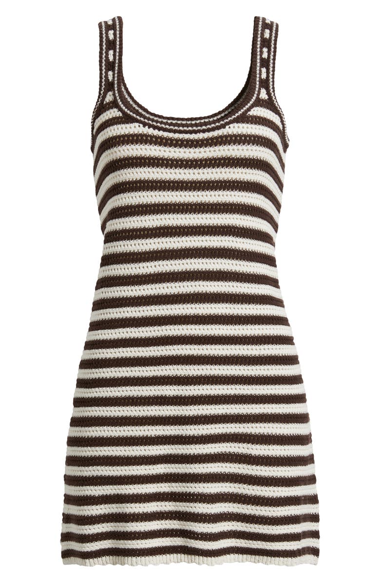 Marine Layer Miraluna Sleeveless Crochet Minidress, Alternate, color, Brown/ White Stripe