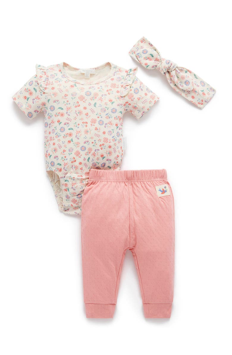Purebaby 3 Piece Gift Set Girls, Main, color, Flor Print