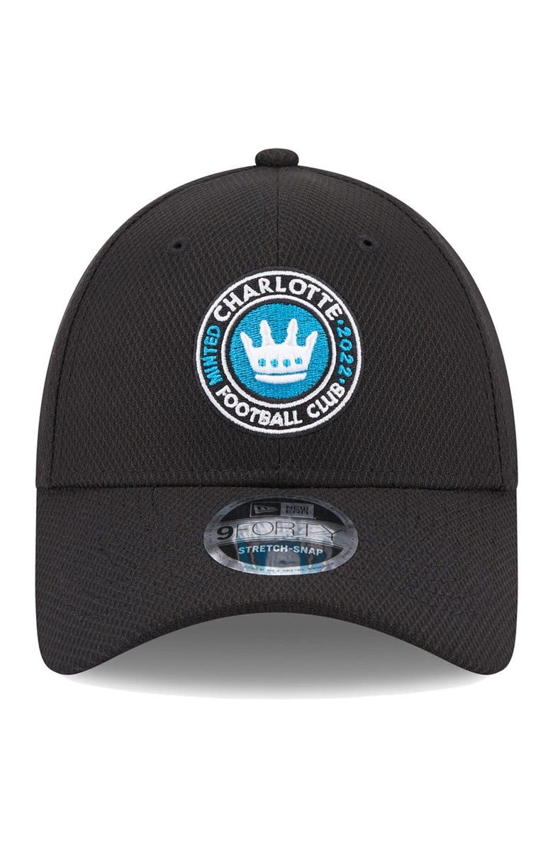 New Era Men's New Era Black Charlotte FC Basic 9FORTY Mesh Snapback Hat, Alternate, color, 