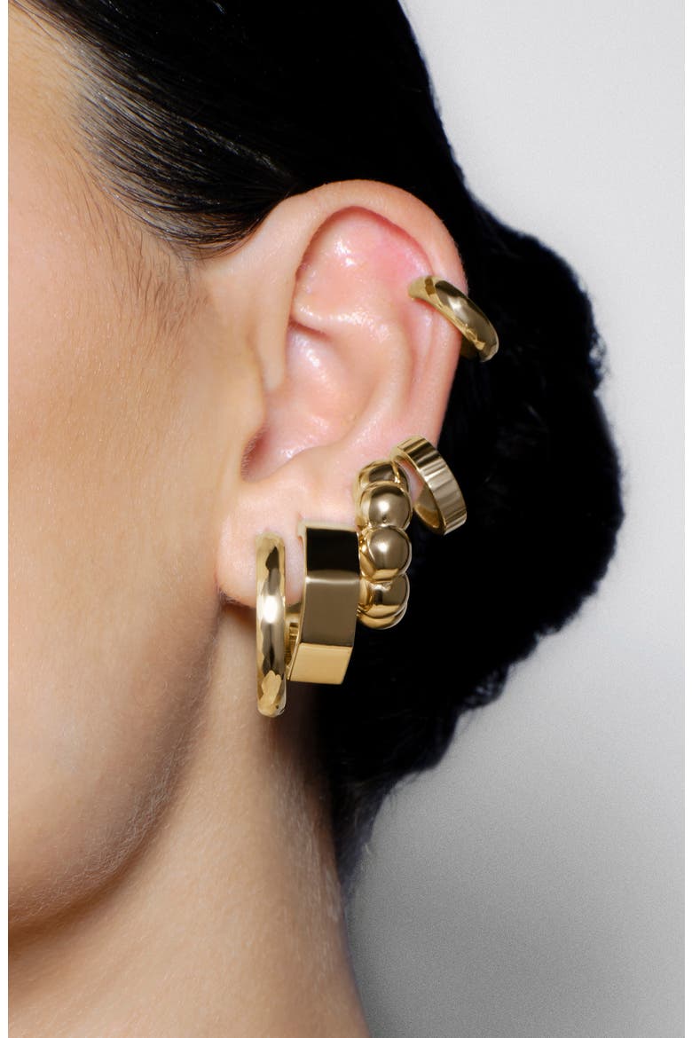 Bubbles Hoop Earrings, Alternate, color, YELLOW GOLD