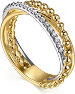 Gabriel & Co. Bujukan Two-Tone 14K Gold & Diamond Crisscross Ring