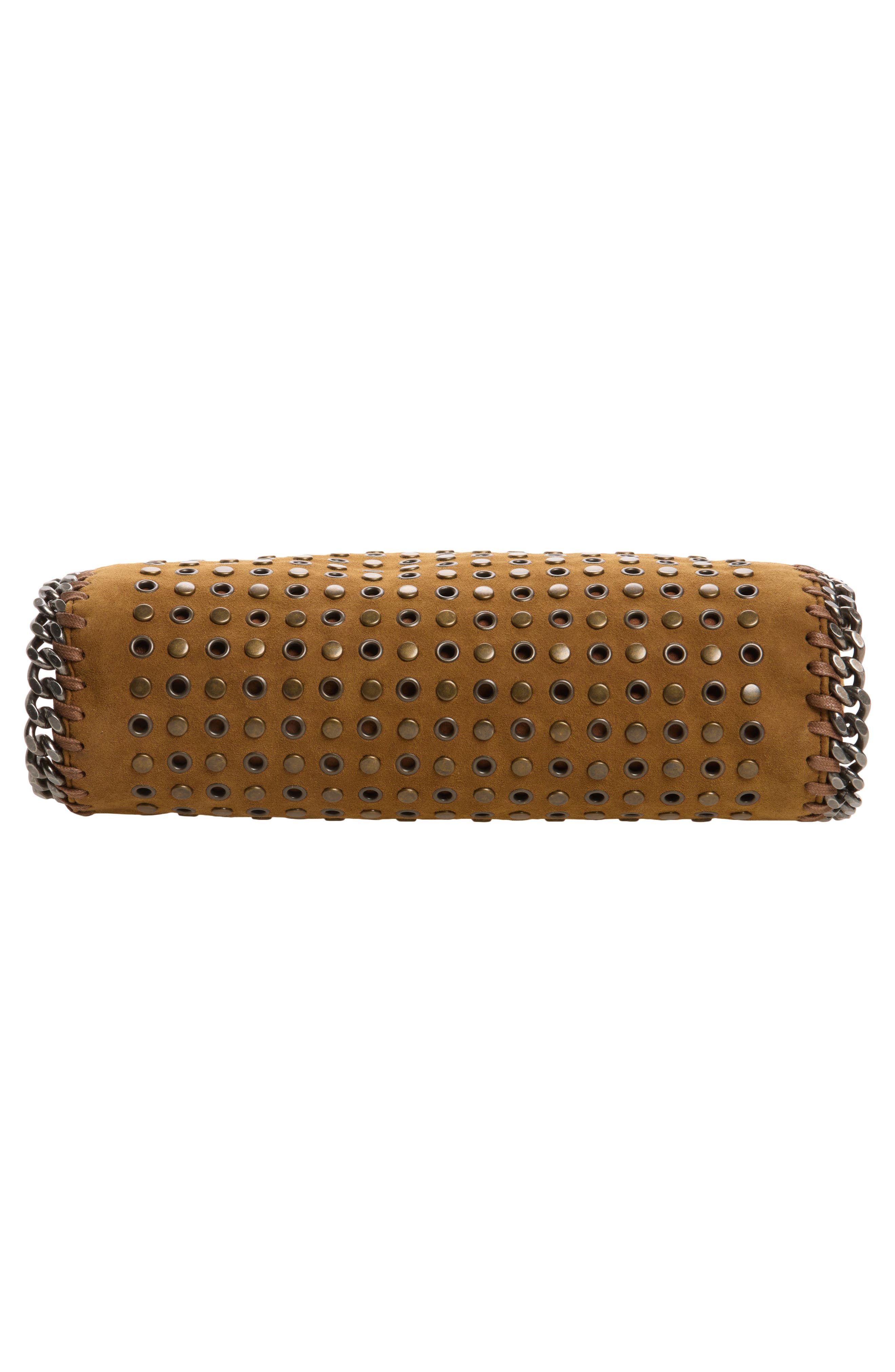 Mini Falabella Studded Faux Suede Tote, Alternate, color, BRANDY