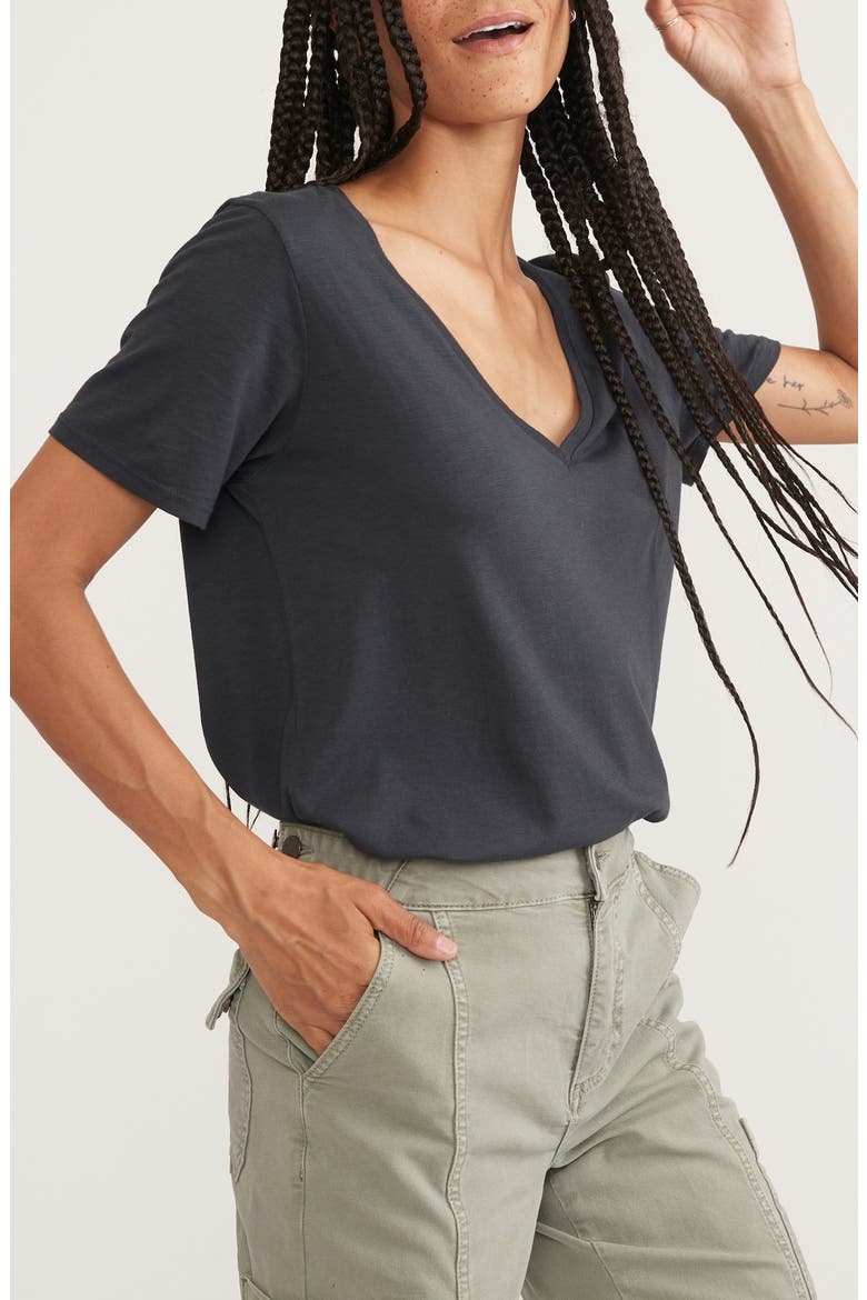 Boyfriend V-Neck T-Shirt, Alternate, color, FADED BLACK