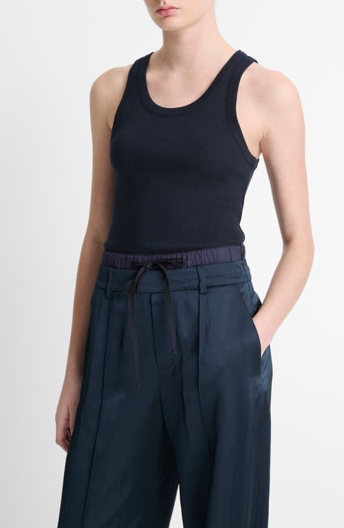 Vince Scoop Neck Rib Tank In Coastal Blue