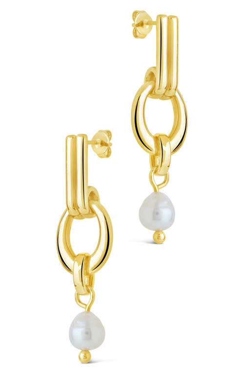 Sterling Forever Giselle Freshwater Pearl Door Knocker Drop Earrings In Gold