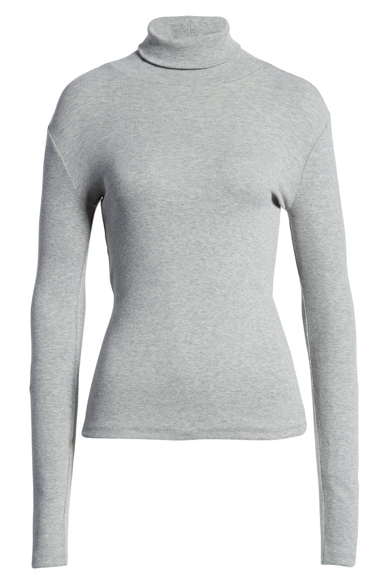 Turtleneck Ribbed Top, Alternate, color, GREY MEDIUM HEATHER