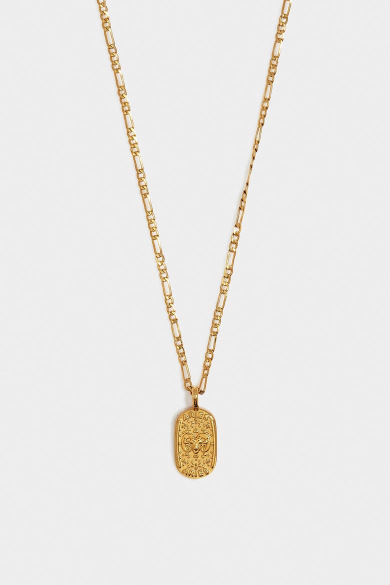 'Aries' Waterproof Gold Zodiac Necklace, Alternate, color, GOLD