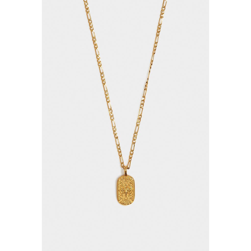 Katie Loxton 'aries' Waterproof Gold Zodiac Necklace In Brown