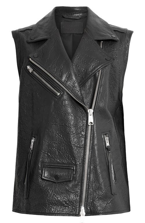 Allsaints Billie Leather Biker Vest In Black