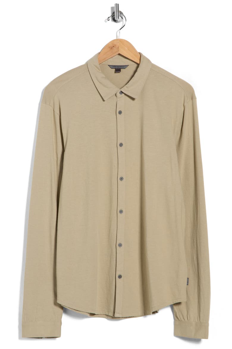 Clark Cotton Jersey Button-Up Shirt, Alternate, color, SPRUCE