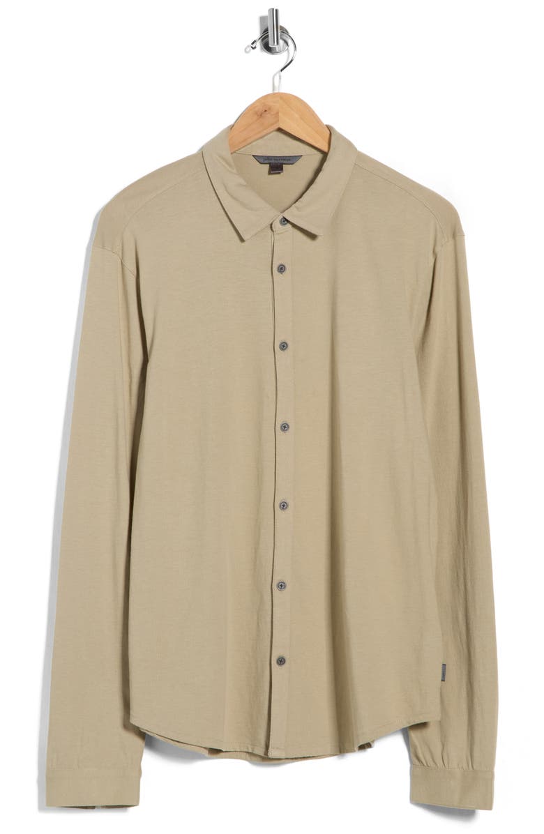 John Varvatos Clark Cotton Jersey Button-Up Shirt, Main, color, 
