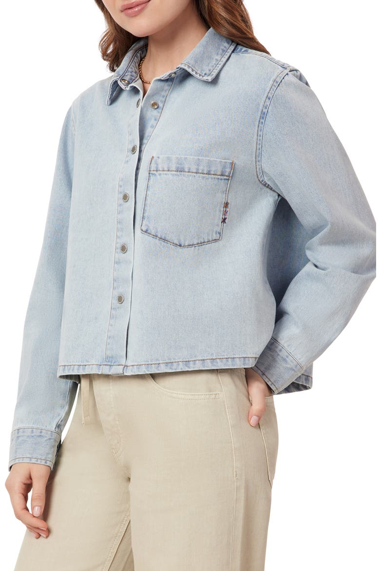 Long Sleeve Crop Denim Shirt, Alternate, color, KINGSTON