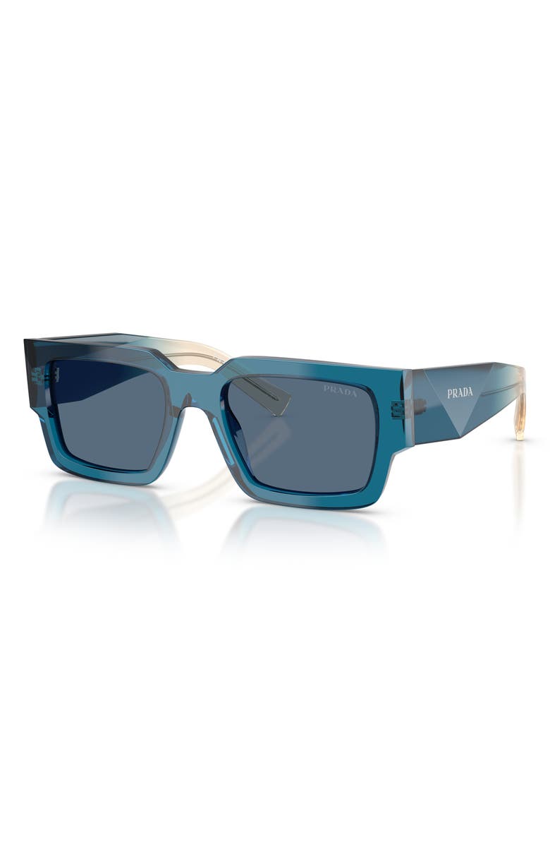 Prada 55mm Rectangular Sunglasses, Alternate, color, Blue / Dark Blue