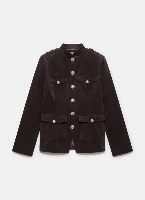 Mint Velvet Corduroy Military Jacket In Brown