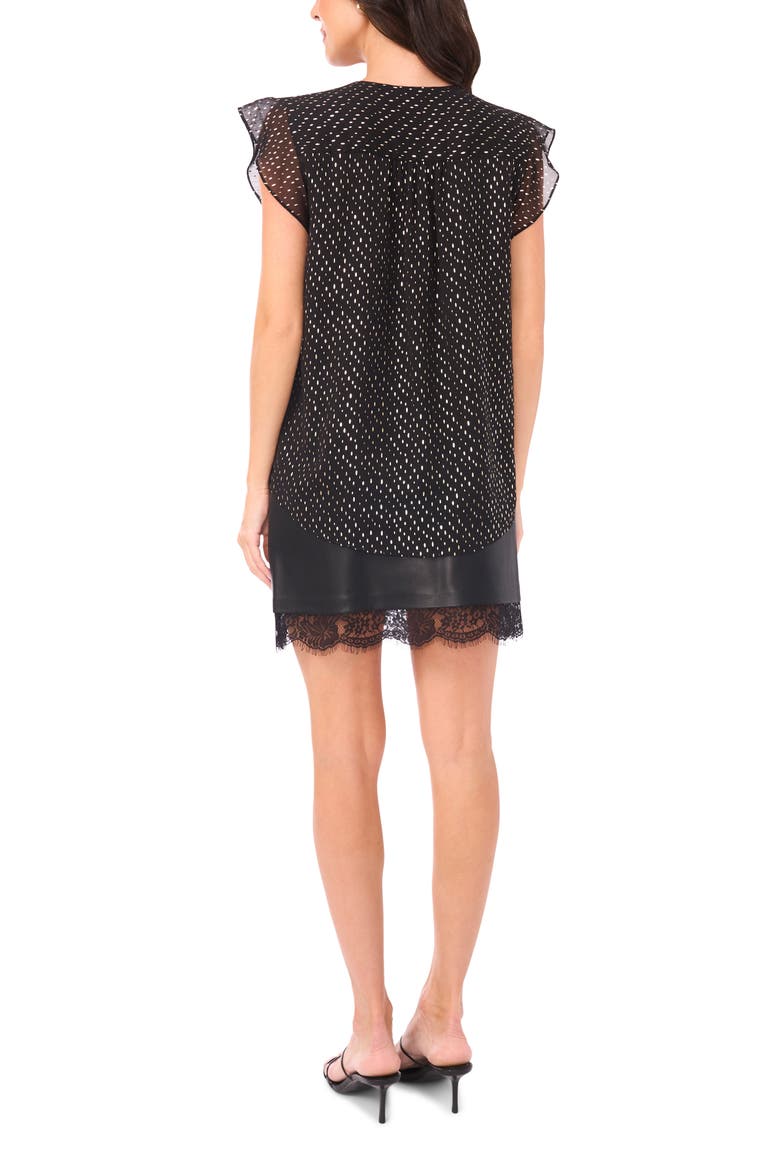 Metallic Dot Ruffle Sleeve Chiffon Top, Alternate, color, RICH BLACK