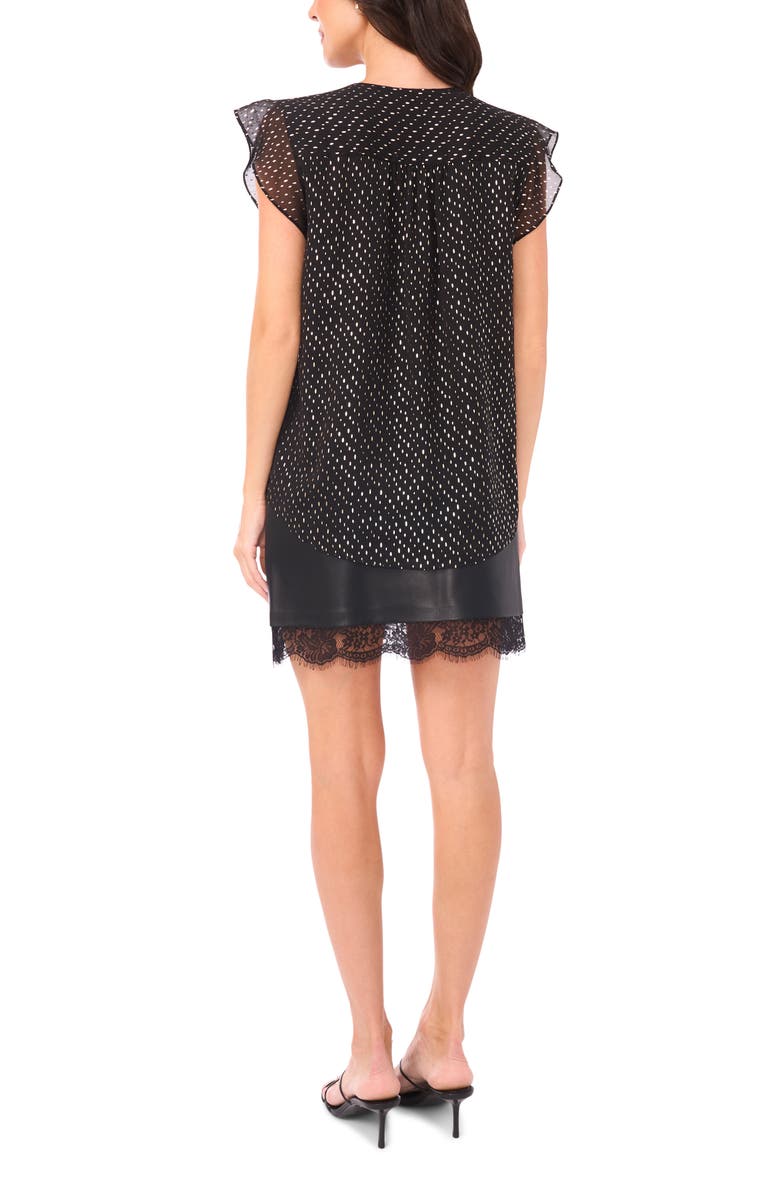 Vince Camuto Metallic Dot Ruffle Sleeve Chiffon Top, Alternate, color, Rich Black