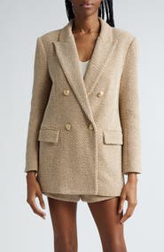 L'AGENCE Riva Double Breasted Knit Blazer