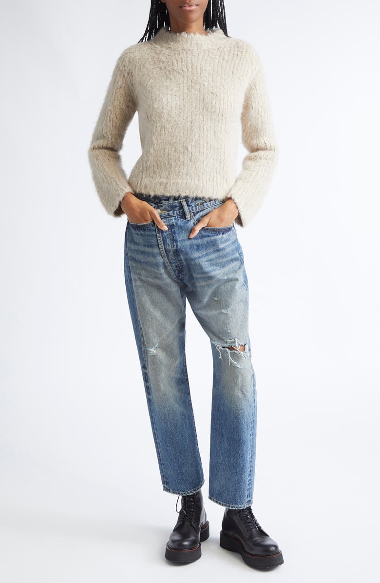 R13 Shrunken Mock Neck Alpaca Blend Sweater, Alternate, color, Beige Brown