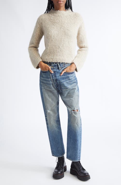 R13 Shrunken Mock Neck Alpaca Blend Sweater In Neutral