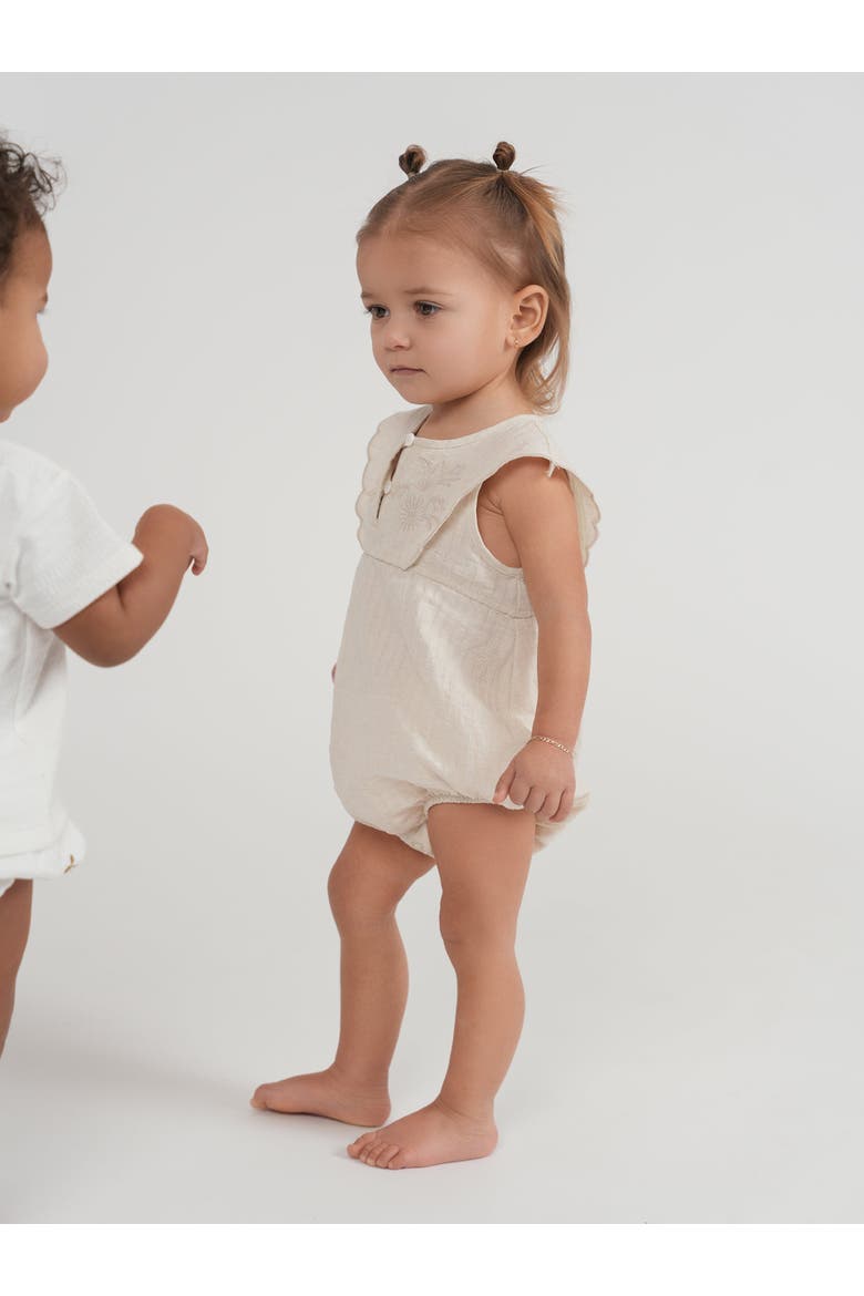 Baby Girls Double-Breasted Linen Bubble, Linen, Alternate, color, Linen