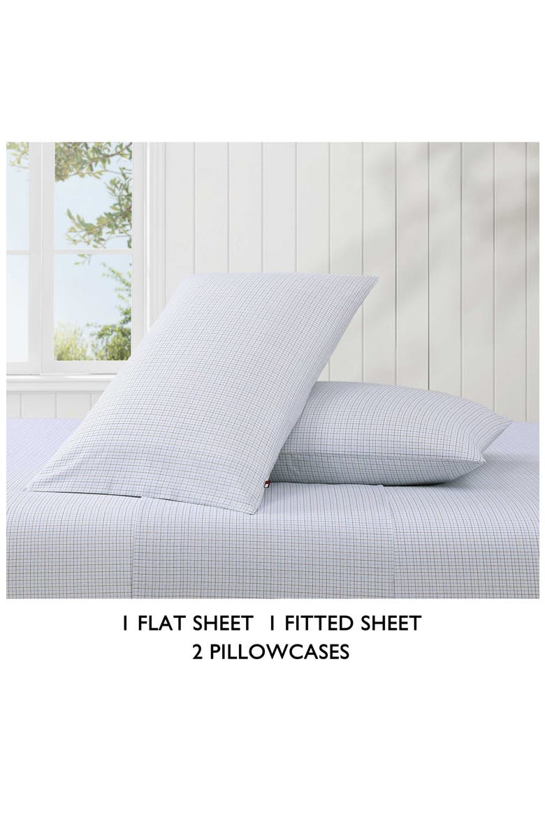 New England Plaid Cotton Percale Sheet Set, Alternate, color, BLUE