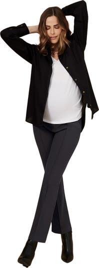 売れ筋商品|||マザーフッドマタニティ カットソー トップス レディース Maternity Long Sleeve Button-Up Poplin Shirt - Motherhood White Women's Long Sleeve Button-Up Poplin Shirt - White - Size