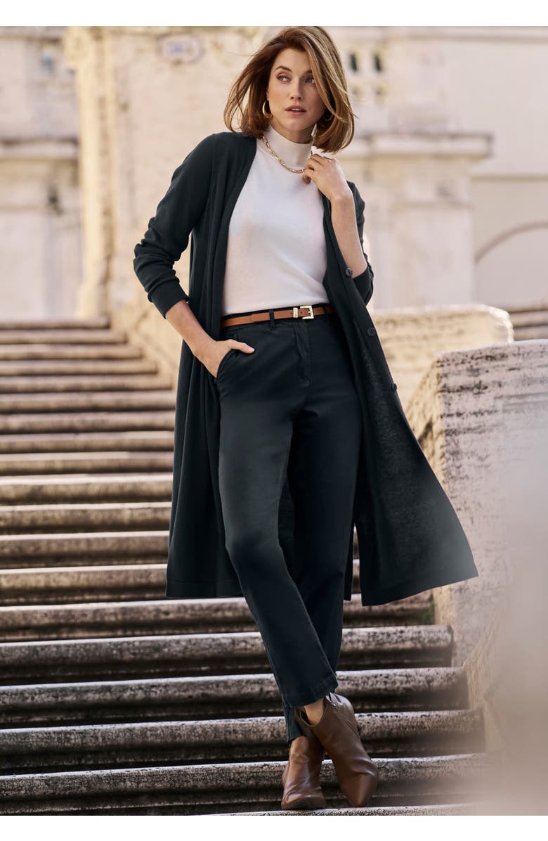 Jessica London Stretch Cotton Chino Straight Leg Pant, Alternate, color, Black