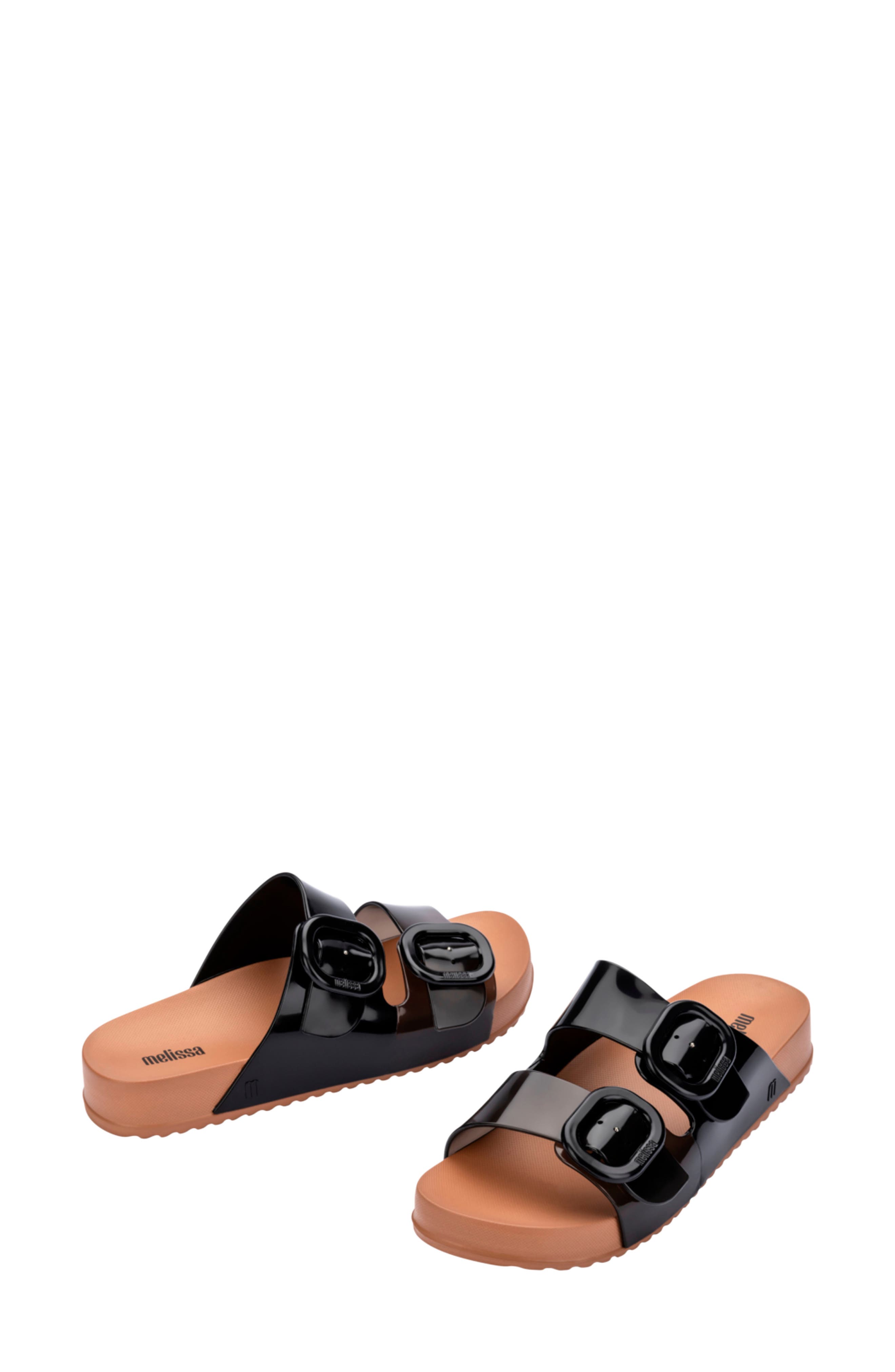 Cozy Buckle Slide Sandal, Alternate, color, BROWN/BLACK