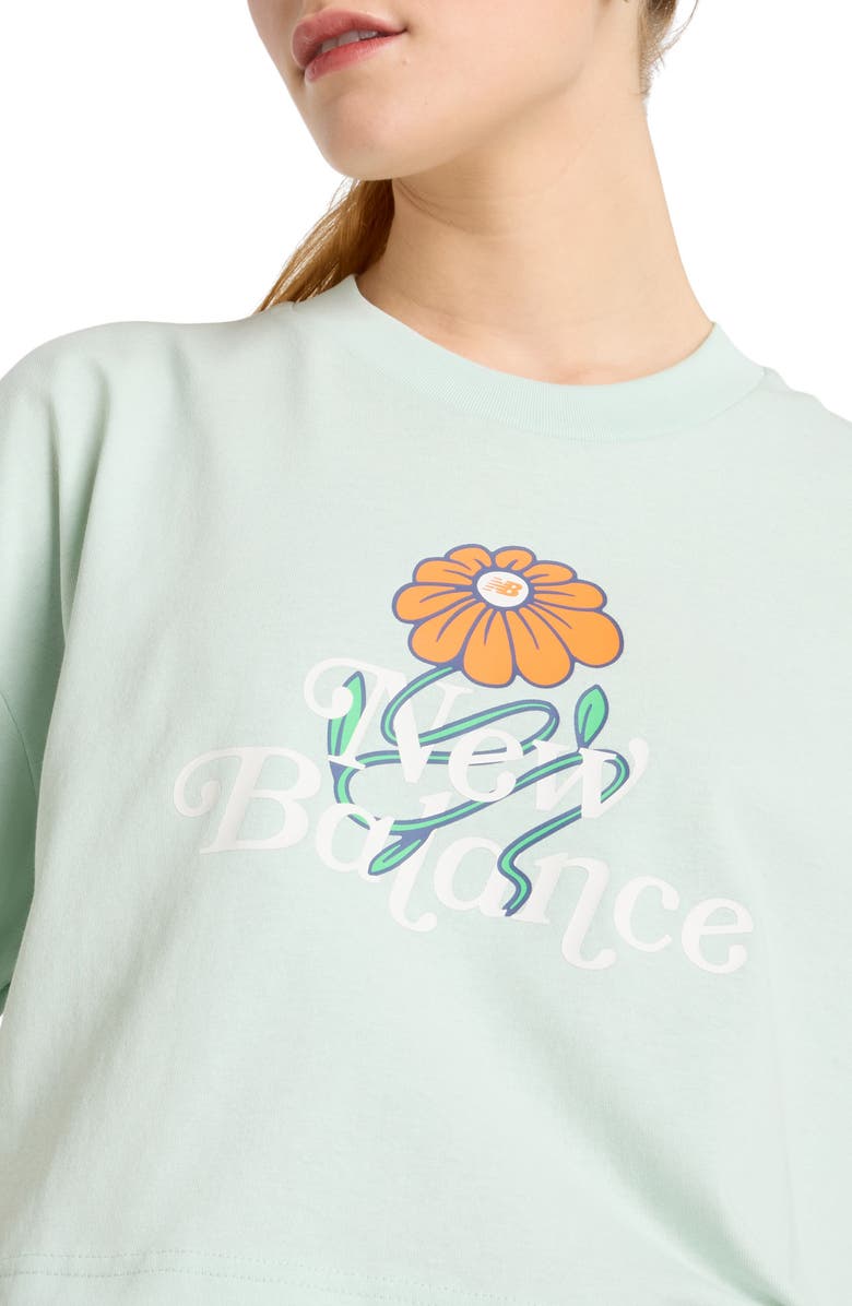 New Balance Athletics Oversize Crop Flower Graphic T-Shirt, Alternate, color, Clay Ash