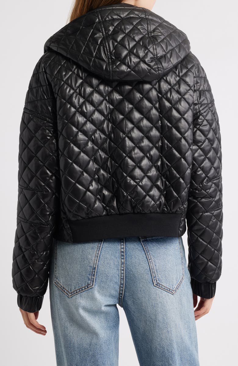 BCBGMAXAZRIA Quilted Hooded Crop Jacket, Alternate, color, Black