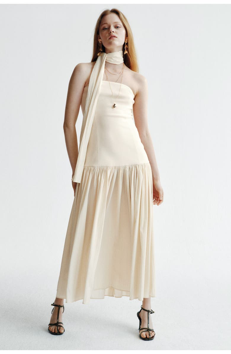 H&M Bandeau dress with scarf, Alternate, color, Light Beige