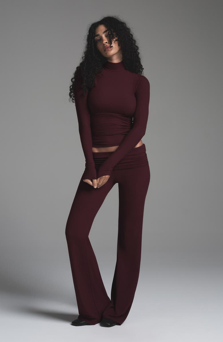 SKIMS Soft Lounge Mock Neck Long Sleeve Top, Alternate, color, Bordeaux