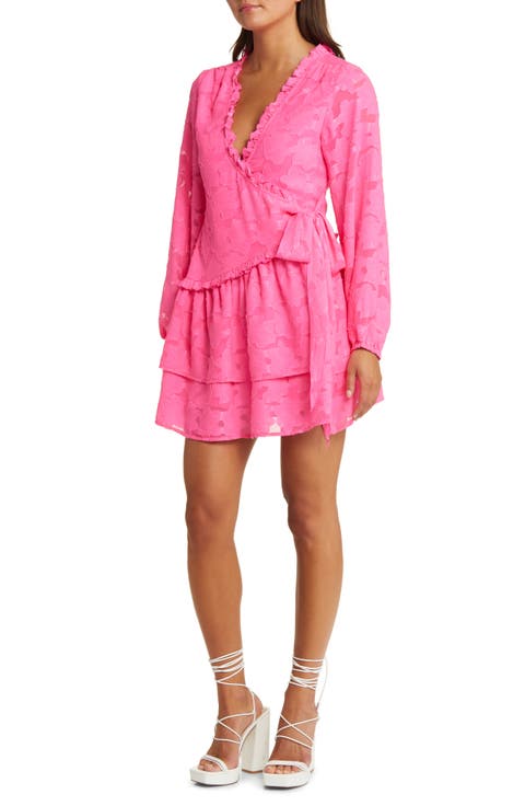 Long Sleeve Jacquard Wrap Dress
