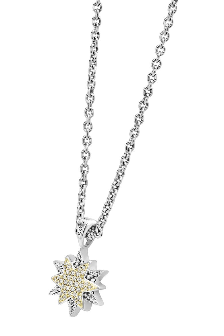 North Star Small Diamond Pendant Necklace, Alternate, color, DIAMOND
