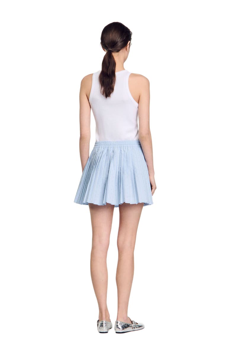 SANDRO Short pleated rhinestone skirt, Alternate, color, Sky Blue